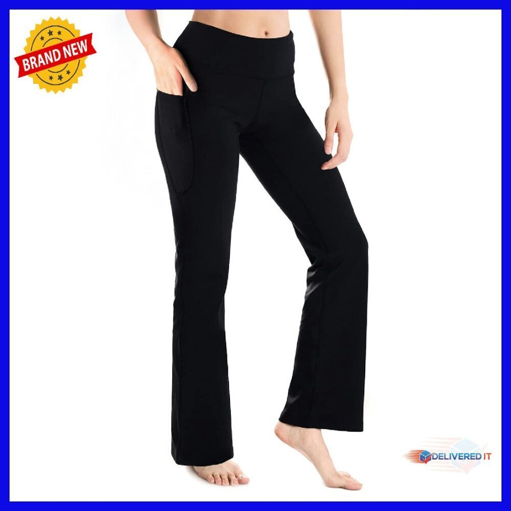Bootcut Yoga Pants with Side Pockets - Moisture-Wicking Stretch Fabric